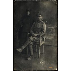   Háborúba induló magyar katona édesanyjával, egyenruha, 1. világháború, Monarchia, 1910-es évek, Eredeti fotó, papírkép.  