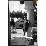 A Sport Szállóban, Tihany, Balaton, vendéglátás, étterem, Horthy-korszak, helytörténet, 1940, 1940-es évek, Eredeti fotó, papírkép, hátulján ragasztásnyomok . 