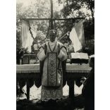 Cserkésztábor, Isaszeg, tábori mise, az Eucharisztikus Világkongresszus utáni isaszegi tábor, ahol körmenet és fáklyás felvonulás is volt, egyenruha, pap, Horthy-korszak, helytörténet, 1938, 1930-as é