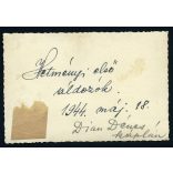 Elsőáldozók, Hetmény, Vágsellye, Dian Dénes káplán, Felvidék, egyházi ünnep, gyerekek ünneplőben, Horthy-korszak, helytörténet, 1944, 1940-es évek, Eredeti fotó, hátulján feliratozott papírkép. 