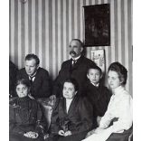 Elegáns hölgyek és urak, Szeged,  monarchia, 1. világháború, gyönyörű lámpa, helytörténet, a fiatalabb férfiak közül az egyik valószínűleg Bay Bertalan ügyvéd, későbbi járási bíró, ügyész, 1910-es éve