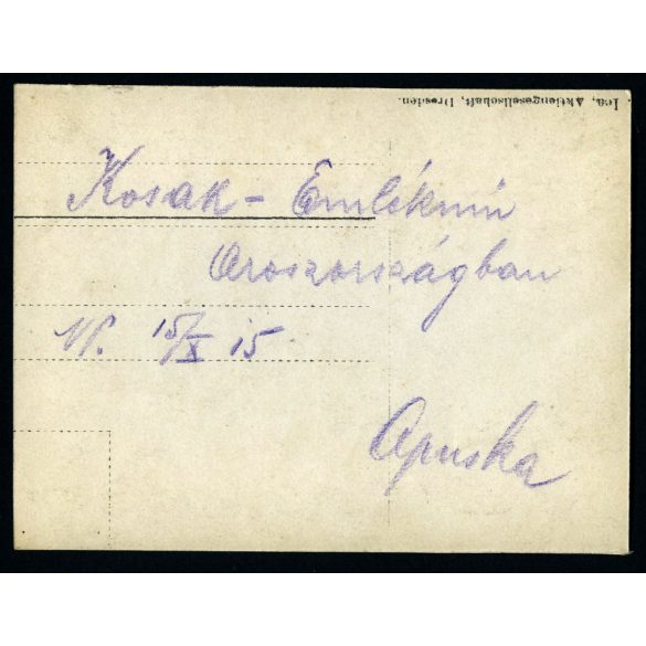 "Kosak-Emlékmű", Oroszország, 1. világháború, monarchia, 1915. október 15, 1910-es évek, Eredeti fotó, papírkép, hátulján magyarul feliratozva.  
