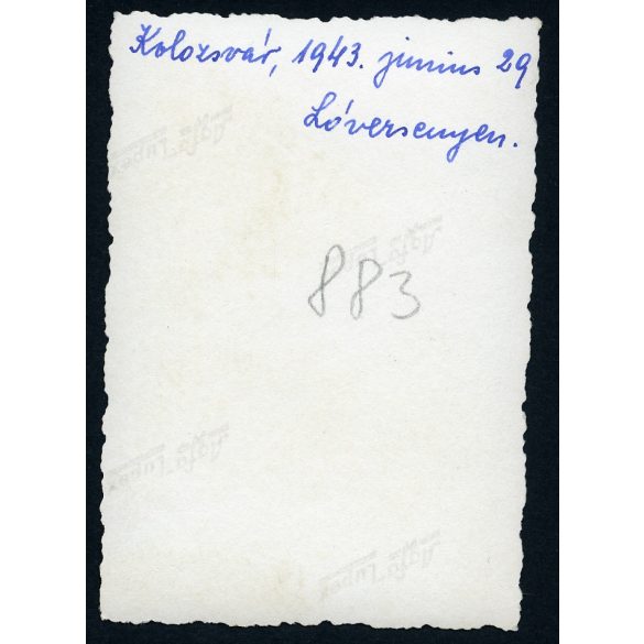 Úri társaság a lóversenyen, Kolozsvár, Erdély, magyar katona, egyenruha, sport, 2. világháború, Horthy-korszak, helytörténet, 1943. június 29., 1940-es évek, Eredeti fotó, papírkép.