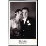 Hauser műterem, Kispest (Budapest), esküvői portré, menyasszony, vőlegény, helytörténet, Horthy-korszak, 1930-as évek, Eredeti fotó, papírkép.