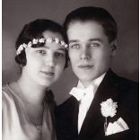 Hauser műterem, Kispest (Budapest), esküvői portré, menyasszony, vőlegény, helytörténet, Horthy-korszak, 1930-as évek, Eredeti fotó, papírkép.