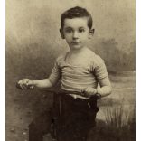 Futter Gyula műterme, Szekszárd, kisfiú triciklin, játék, gyerek, Tolna megye, helytörténet, , monarchia, 1900-as évek, Eredeti ritka kabinetfotó.   