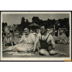   Lampel fotó, házaspár fürdőruhában, Gyopárosfürdő (Orosháza), fürdő, Békés megye, Horthy-korszak, helytörténet, 1938., 1930-as évek, Eredeti fotó, papírkép.   