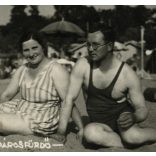 Lampel fotó, házaspár fürdőruhában, Gyopárosfürdő (Orosháza), fürdő, Békés megye, Horthy-korszak, helytörténet, 1938., 1930-as évek, Eredeti fotó, papírkép.   