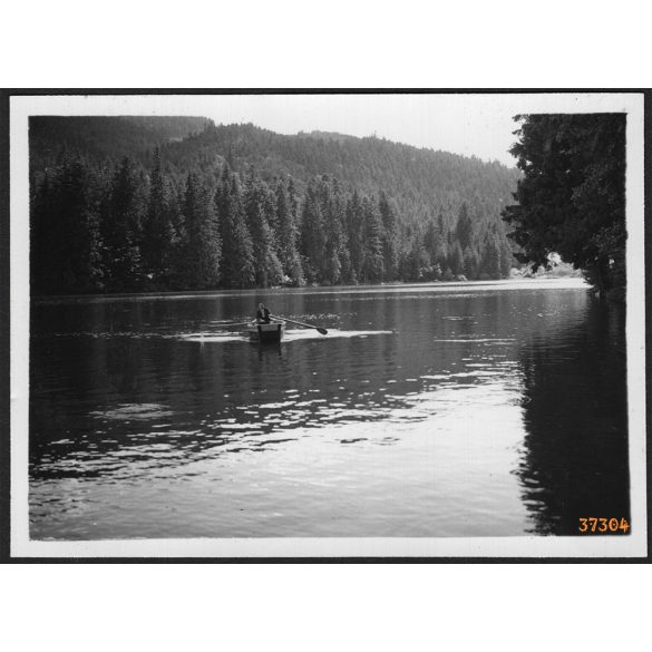 Csónakázás az Uhorna tavon, Szomolnok, Felvidék, Horthy-korszak, természet, csónak, helytörténet, 1935., 1930-s évek, Eredeti fotó, papírkép.  