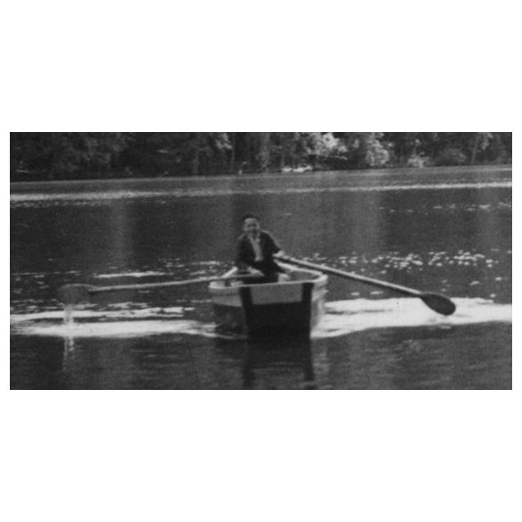 Csónakázás az Uhorna tavon, Szomolnok, Felvidék, Horthy-korszak, természet, csónak, helytörténet, 1935., 1930-s évek, Eredeti fotó, papírkép.  