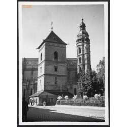   Az Orbán torony, Kassa, Felvidék, utcakép, Horthy-korszak, építészet, templom, egyház, vallás, helytörténet, 1935., 1930-s évek, Eredeti fotó, papírkép.   