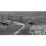 Délutáni pihenő a Dobsinai jégbarlang környékén, Dobsina, Felvidék, Horthy-korszak, természet, fahíd, helytörténet, 1935., 1930-s évek, Eredeti fotó, papírkép. 