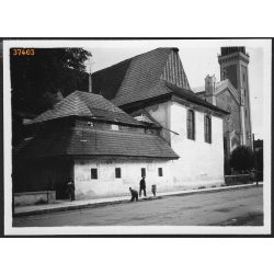   A késmárki Evangélikus templomok, Késmárk, Felvidék, utcakép, Horthy-korszak, templom, egyház, vallás, helytörténet, 1935., 1930-s évek, Eredeti fotó, papírkép. 