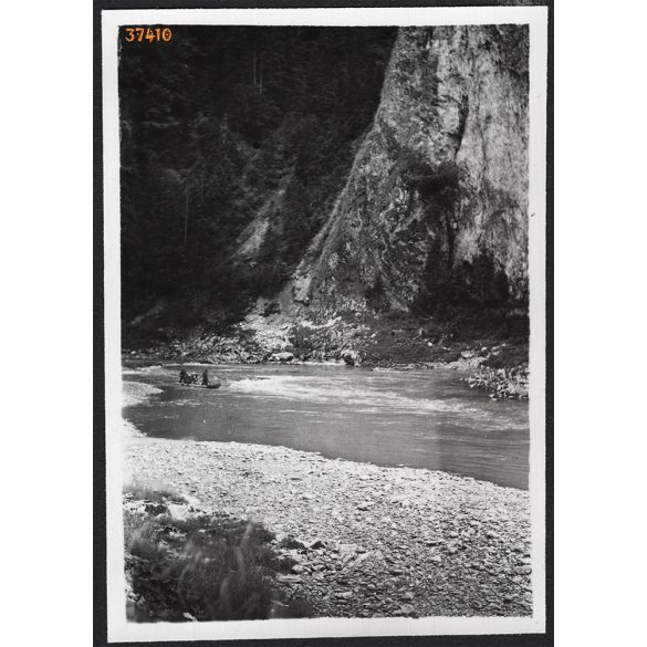 Csónakkal a Dunajec vizén, Felvidék, Horthy-korszak, természet, folyó, helytörténet, 1935., 1930-s évek, Eredeti fotó, papírkép. 
