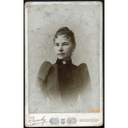   Dunky fivérek műterem, Kolozsvár, Erdély, elegáns hölgy portréja, 1893, 1890-es évek, Eredeti CDV, hátulján feliratozott vizitkártya fotó.   