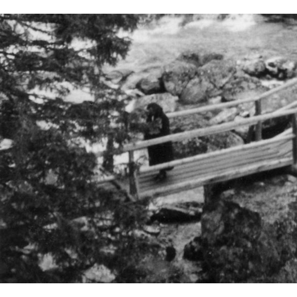 Kirándulók a tarpataki-vízesés középső szakaszán, Tátra, Felvidék, Horthy-korszak, természet, vízesés, helytörténet, 1935., 1930-s évek, Eredeti fotó, papírkép.  