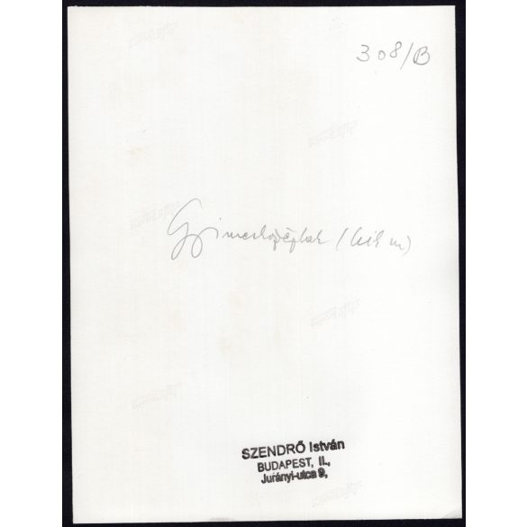 Nagyobb méret, Szendrő István fotóművészeti alkotása, férfi Gyimesközéploki (Hargita megye) népviseletben, népviselet, mellény, kalap, bajusz, 1930-as évek. 