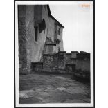 Árva várának felső „terasza”, Árvaváralja, Felvidék, utcakép, Horthy-korszak, építészet, vár, helytörténet, 1935., 1930-s évek, Eredeti fotó, papírkép.   