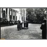 Vitéz Horthy Istvánné zászlót avat a Magyar Királyi Államvasutak Fiúnevelő Intézetének és Árvaházának megnyitó ünnepén. Szatmárnémeti, Erdély, 2. világháború, Horthy-korszak, helytörténet, 1941. szept