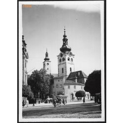   Besztercebánya, Várnegyed, Mária-templom, Besztercebánya, Felvidék, utcakép, Horthy-korszak, templom, egyház, vallás, helytörténet, 1935., 1930-s évek, Eredeti fotó, papírkép.