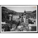 Selmecbánya Óvárának látképe a Klopacskából, Selmecbánya, Felvidék, utcakép, Horthy-korszak, város, építészet, templom, vár, helytörténet, 1935., 1930-s évek, Eredeti fotó, papírkép.  