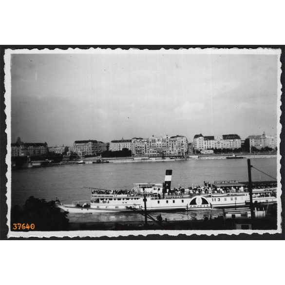 A Zsófia-sétahajó a Duna vizén, Budapest, Margit híd, utcakép, jármű, hajó, közlekedés, helytörténet, 1935., 1930-s évek, Eredeti fotó, papírkép.   