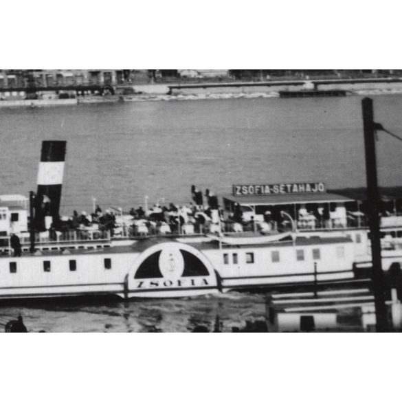 A Zsófia-sétahajó a Duna vizén, Budapest, Margit híd, utcakép, jármű, hajó, közlekedés, helytörténet, 1935., 1930-s évek, Eredeti fotó, papírkép.   