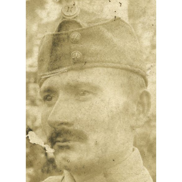 Magyar katona, Janka Sándor egyenruhában, érdemrend, 1. világháború, monarchia, 1910-es évek, Eredeti fotó, hátulján feliratozott papírkép. 