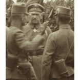 Magyar katonák a lövészárokban, főtiszti eligazítás, 1. világháború, monarchia, 1910-as évek, Eredeti fotó, papírkép. 