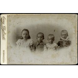   Lovag Chylinski műterem, Debrecen, gyerek portréja, testvér, család, monarchia, helytörténet, 1890-es évek, Eredeti  kabinetfotó. 