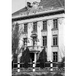 Baksay Sándor Református Reáliskola, Kunszentmiklós, utcarészlet, egyház, oktatás, helytörténet, Bács-Kiskun megye, 1930-as évek,  Eredeti nagyméretű fotó negatív!   