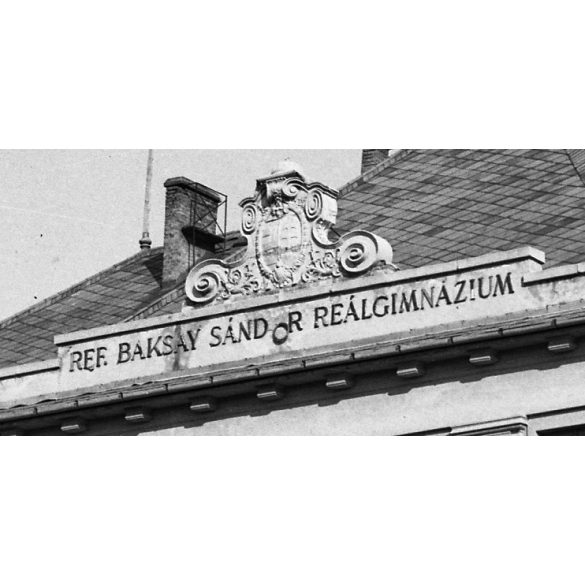 Baksay Sándor Református Reáliskola, Kunszentmiklós, utcarészlet, egyház, oktatás, helytörténet, Bács-Kiskun megye, 1930-as évek,  Eredeti nagyméretű fotó negatív!   