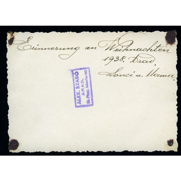 Elegáns hölgyek polgári lakásban, Arad, Erdély, épület, Horthy-korszak, helytörténet, 1938., 1930-as évek, Eredeti fotó, papírkép, hátulján felirat, bélyegző és ragasztásnyom.  