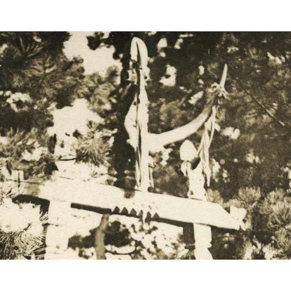 Cserkésztábor, Jamboree, Gödöllő, táborkapu az „Ezermesterek”-nél, Horthy-korszak, helytörténet, Pest megye, 1933., 1930-as évek, Eredeti fotó, papírkép.   méret megközelítőleg (centiméterben): 6 x 8.