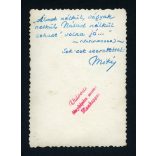 Vidovits műterem, Kunhegyes, szemüveges férfi, Miki portréja, hátoldalon gyönyörű szerelmes vers idézettel, Horthy-korszak, helytörténet, Jász-Nagykun-Szolnok megye,1930-as évek, Eredeti fotó, papírké