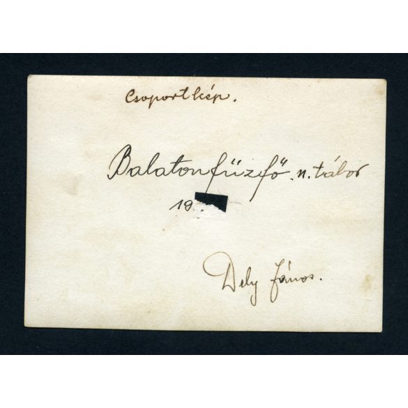 A nagy cserkésztábor, Balatonfűzfő, csoportkép, fiúk egyenruhában, Balaton, Horthy-korszak, helytörténet, 1932., 1930-as évek, Eredeti fotó, papírkép Deli János aláírásával.   méret megközelítőleg (ce