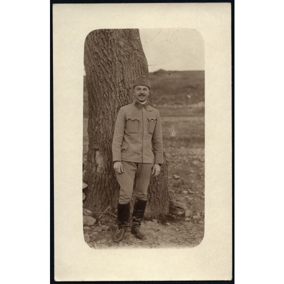 Magyar katona, Szinte László egyenruhában, 1. világháború, monarchia, 1910-es évek, Eredeti fotó, hátulján feliratozott papírkép.  