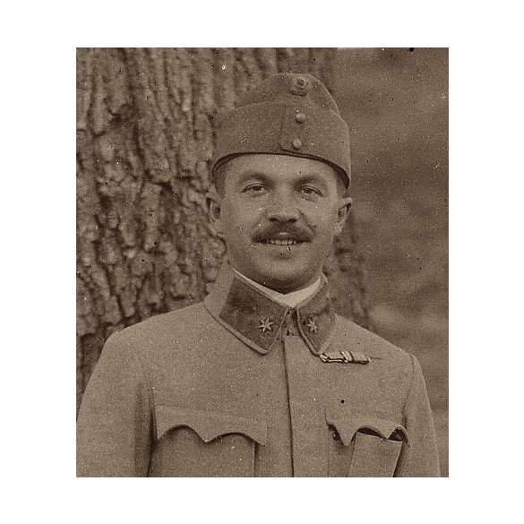 Magyar katona, Szinte László egyenruhában, 1. világháború, monarchia, 1910-es évek, Eredeti fotó, hátulján feliratozott papírkép.  