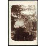 Tábori posta Budapestre, a Mátyás tér 5/b-be címezve, magyar katona, Szinte László egyenruhában, 1. világháború, monarchia, Józsefváros, helytörténet, 1916. február 28., 1910-es évek, Eredeti fotó, há