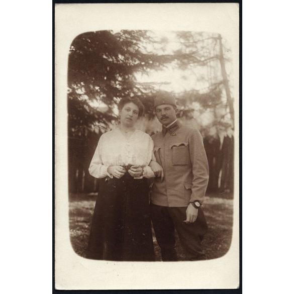 Tábori posta Budapestre, a Mátyás tér 5/b-be címezve, magyar katona, Szinte László egyenruhában, 1. világháború, monarchia, Józsefváros, helytörténet, 1916. február 28., 1910-es évek, Eredeti fotó, há