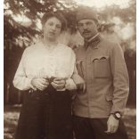 Tábori posta Budapestre, a Mátyás tér 5/b-be címezve, magyar katona, Szinte László egyenruhában, 1. világháború, monarchia, Józsefváros, helytörténet, 1916. február 28., 1910-es évek, Eredeti fotó, há