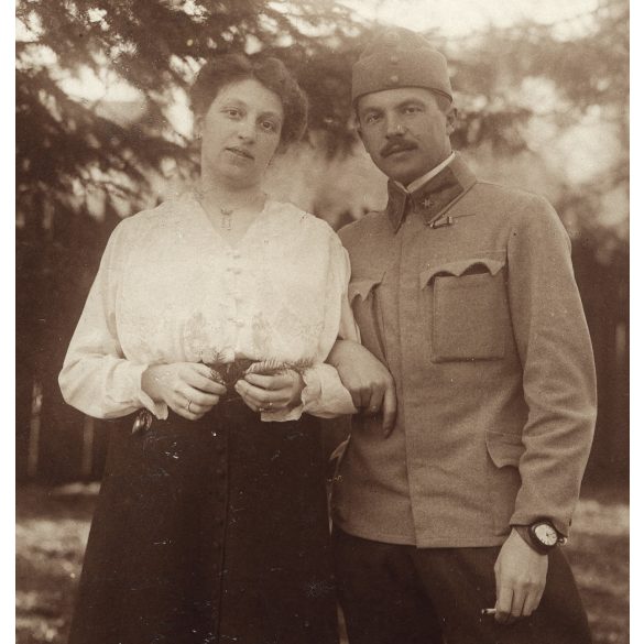 Tábori posta Budapestre, a Mátyás tér 5/b-be címezve, magyar katona, Szinte László egyenruhában, 1. világháború, monarchia, Józsefváros, helytörténet, 1916. február 28., 1910-es évek, Eredeti fotó, há