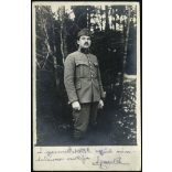 Tábori posta Pócsmegyerre címezve, magyar katona, Szinte László főhadnagy egyenruhában, 1. világháború, monarchia, helytörténet, 1918. január 19., 1910-es évek, Eredeti fotó, hátulján feliratozott pap