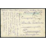 Tábori posta Pócsmegyerre címezve, magyar katona, Szinte László főhadnagy egyenruhában, 1. világháború, monarchia, helytörténet, 1918. január 19., 1910-es évek, Eredeti fotó, hátulján feliratozott pap