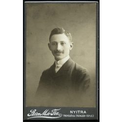   Stern Miksa és Fia műterme, Nyitra (Trencsén), Felvidék, elegáns  fiatal férfi bajusszal, monarchia, 1890-es évek, Eredeti CDV, vizitkártya fotó.   