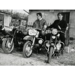   Fiatalok Pannonia, Mz, Jawa, motorkerékpárokon, jármű, közlekedés, szocializmus, 1970-es évek, Eredeti fotó, papírkép.