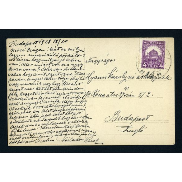 Lágymányosi tavasz, Budapest, Elegáns nők a Gellért-hegyen, Gellért Szálló, Duna, látkép, utcakép, város, Horthy-korszak, helytörténet, 1928., 1920-as évek, Eredeti jelzett képeslap-fotó, papírkép, há