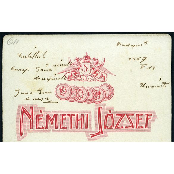Némethi műterem, Ungvár, Kárpátalja, elegáns házaspár portréja, monarchia, helytörténet, 1907.  1900-as évek, Eredeti, hátulján feliratozott kabinetfotó. 