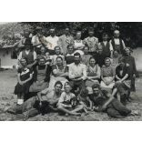 Heller Foto, Rákoshegy (Budapest), baráti társaság egy udvaron, kutya, macska, Horthy-korszak, helytörténet, 1920-as évek, Eredeti fotó, papírkép.