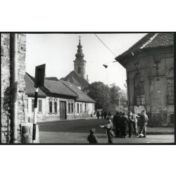   Régi Óbuda, Budapest, földszintes házak Szent Péter és Pál templom mögött, szocializmus, helytörténet 1960-as évek. Eredeti fotó, papírkép.  
